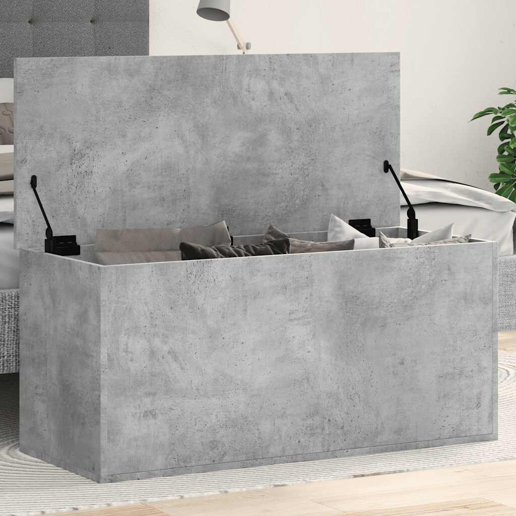 vidaXL Кутия за съхранение бетонно сиво 100x42x46см инженерно дърво