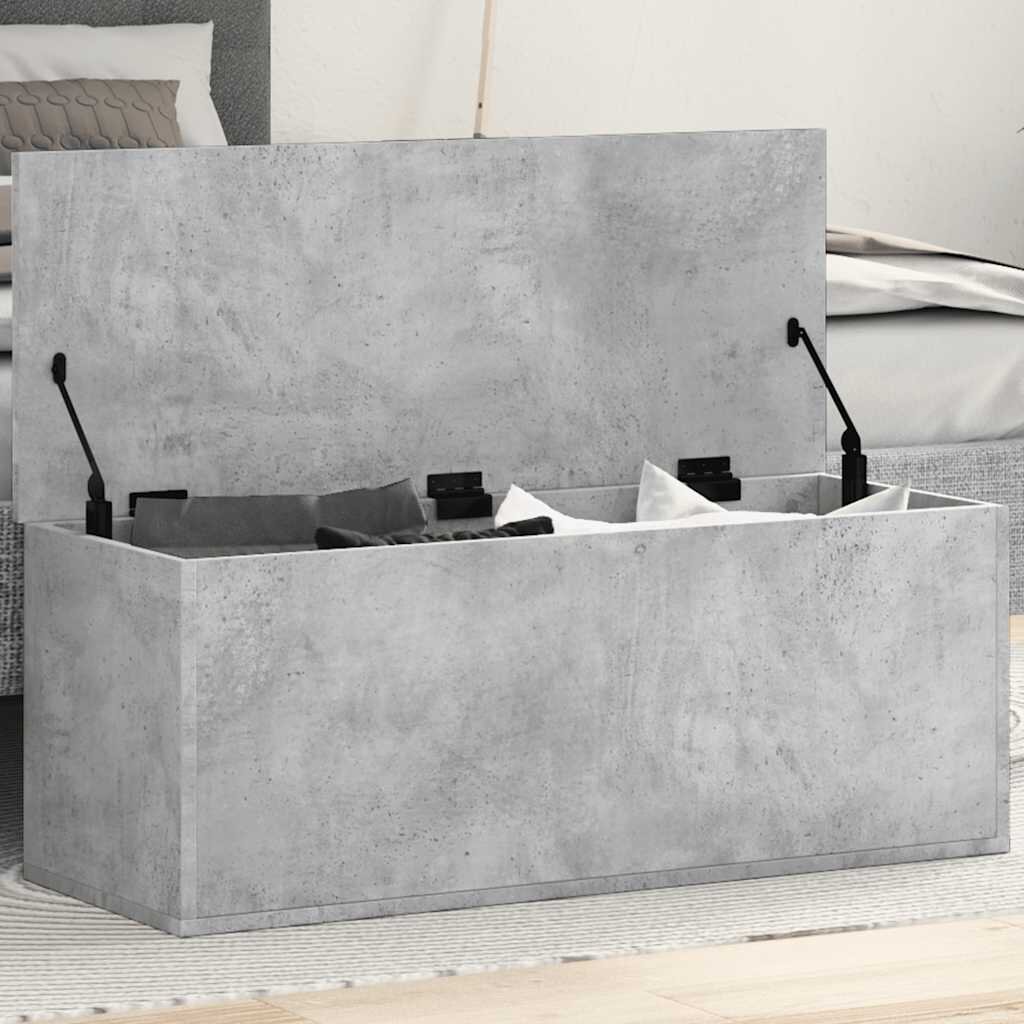 vidaXL Кутия за съхранение бетонно сиво 90x35x35 см инженерно дърво