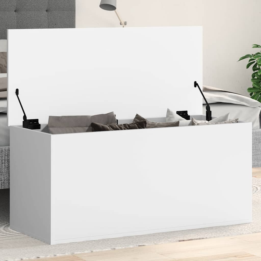 vidaXL Кутия за съхранение бяла 100x42x46 см инженерна дървесина