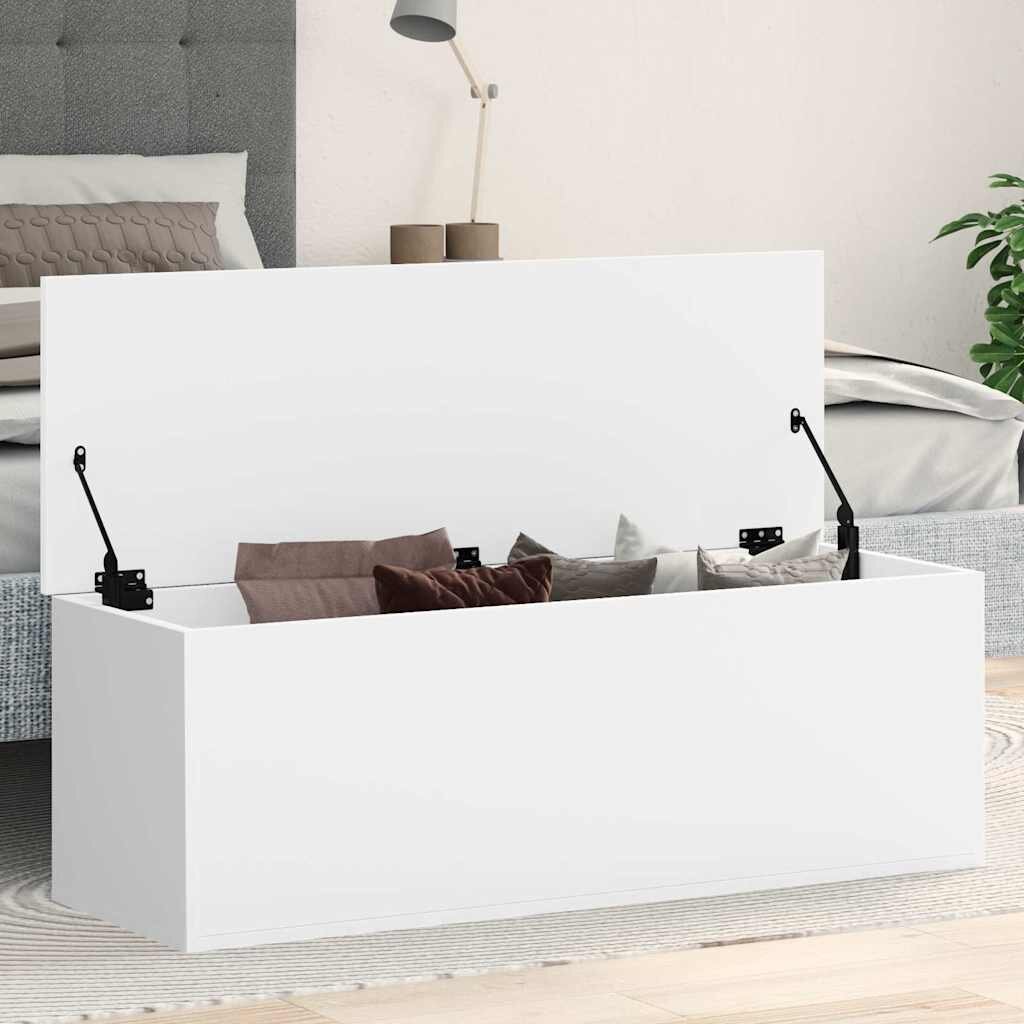 vidaXL Кутия за съхранение бяла 102x35x35 см инженерна дървесина