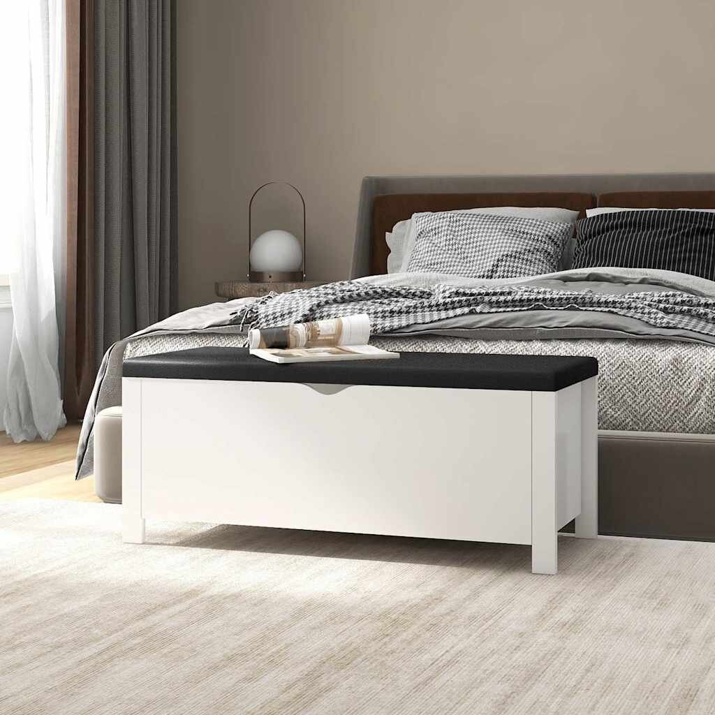 vidaXL Кутия за съхранение бяла 105x40x45 см инженерно дърво