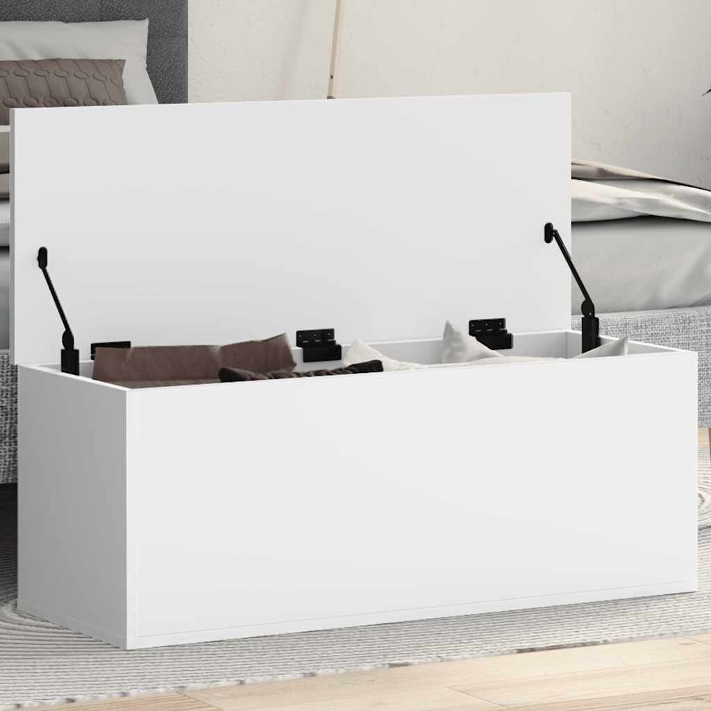 vidaXL Кутия за съхранение бяла 90x35x35 см инженерна дървесина