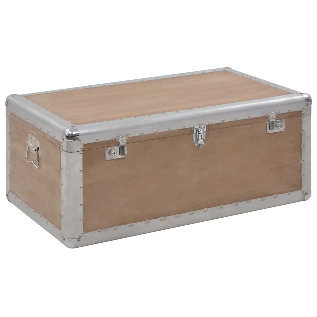 vidaXL Кутия за съхранение чам масив 91x52x40 см кафява