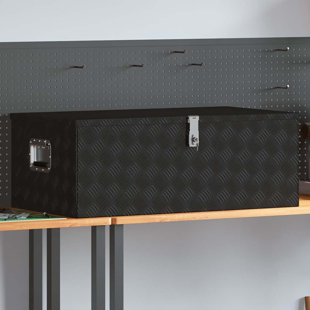 vidaXL Кутия за съхранение Черен 100x55x37 см алуминий