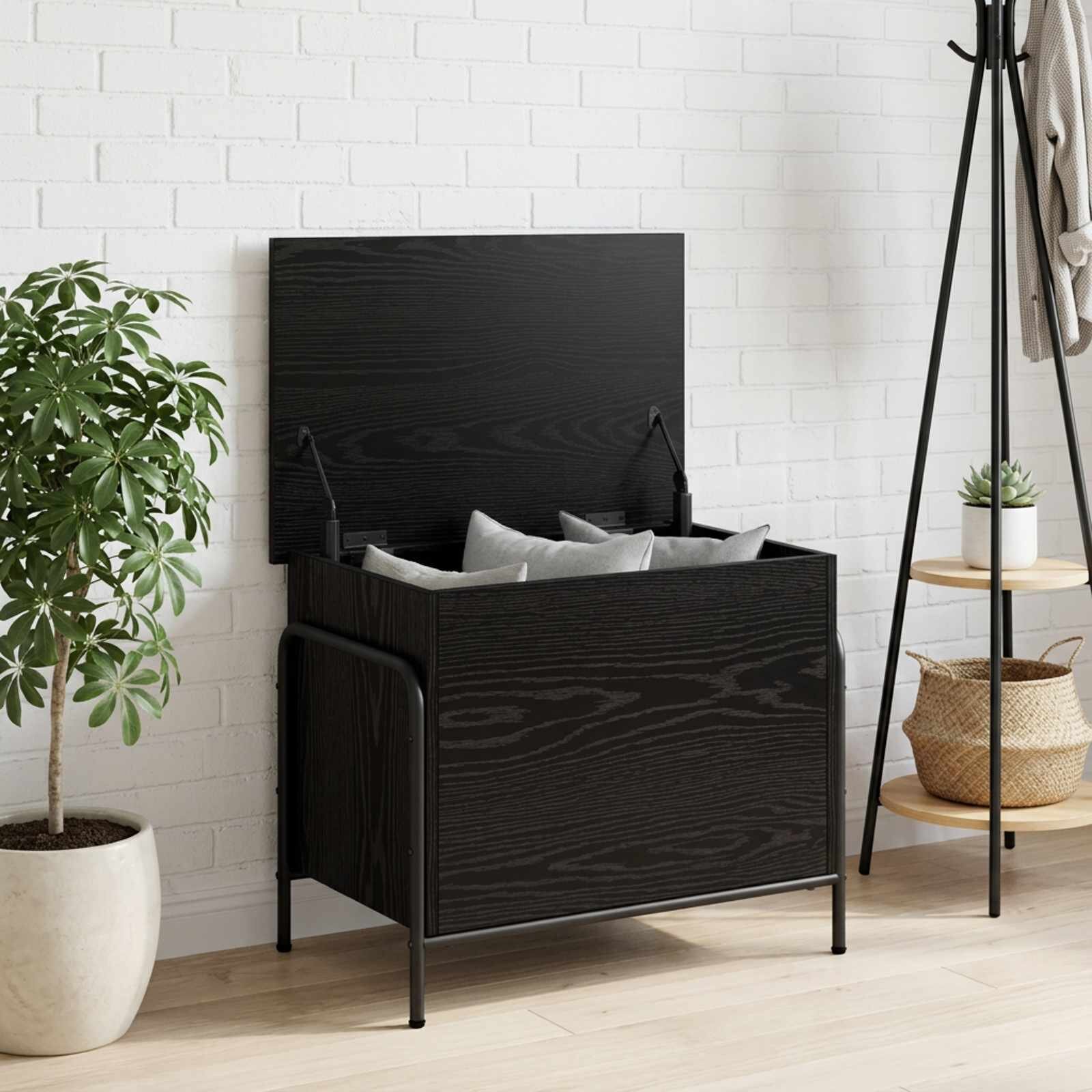vidaXL Кутия за съхранение Черен дъб 80 x 40 x 495 см