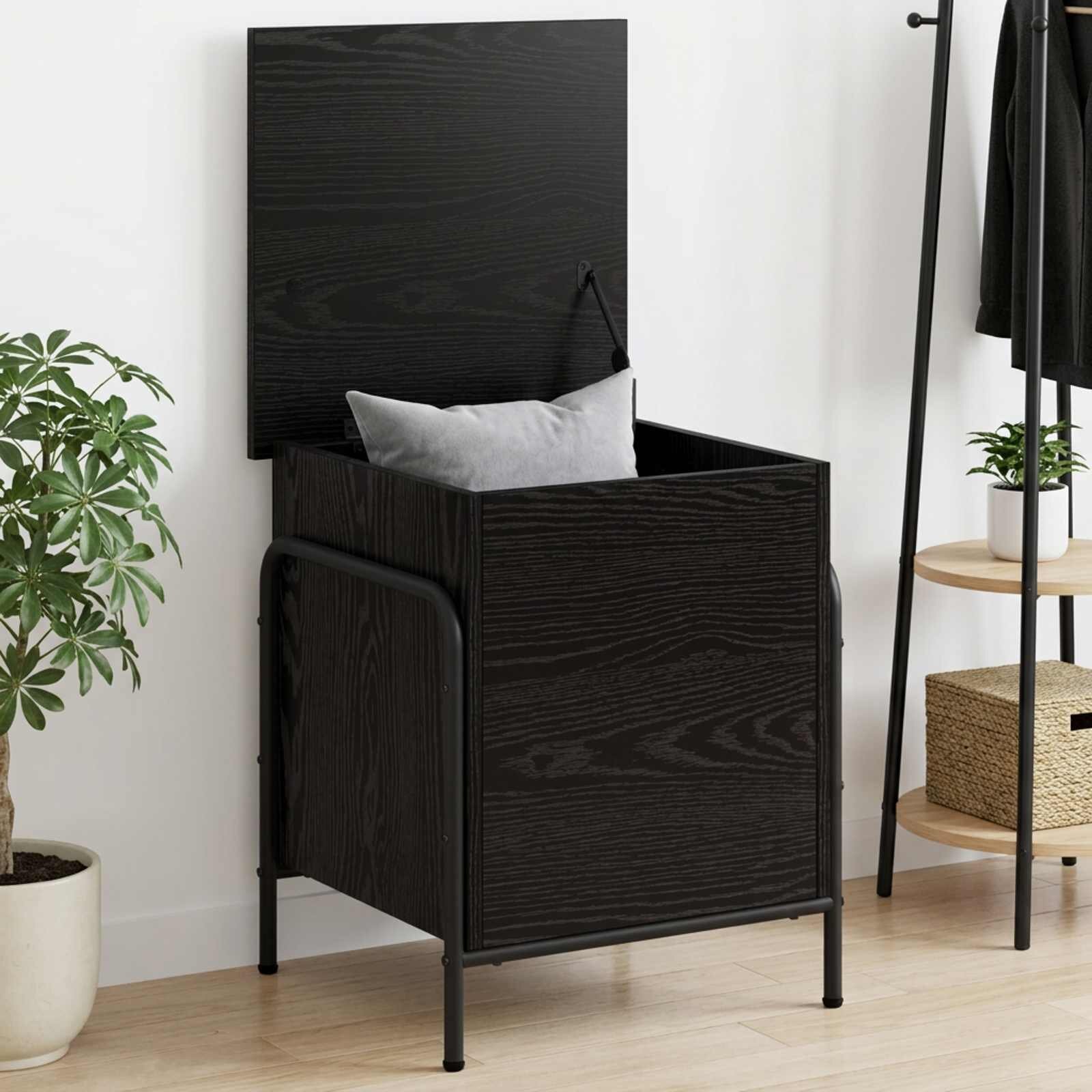 vidaXL Кутия за съхранение Черен дъб 80 x 40 x 495 см