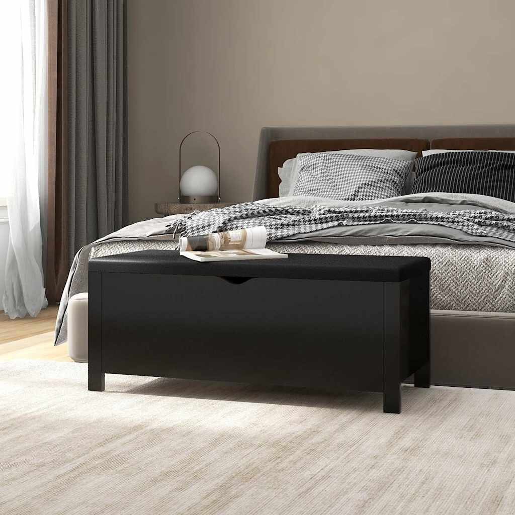 vidaXL Кутия за съхранение черна 105x40x45 см инженерно дърво