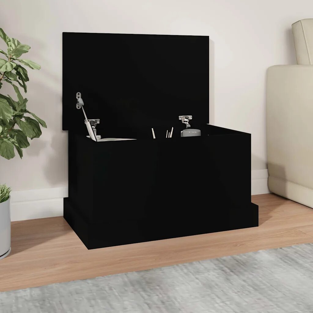 vidaXL Кутия за съхранение черна 50x30x28 см инженерна дървесина