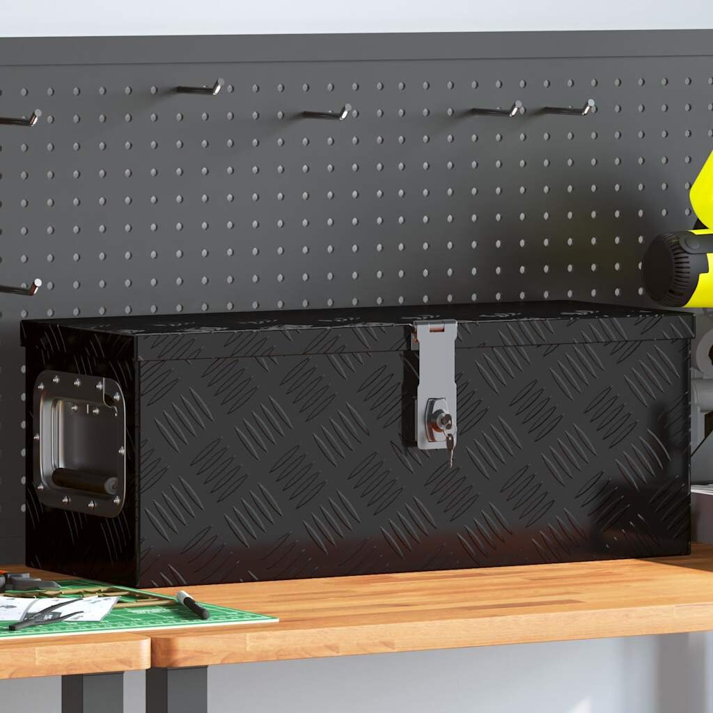 vidaXL Кутия за съхранение черна 60x235x23 см алуминий