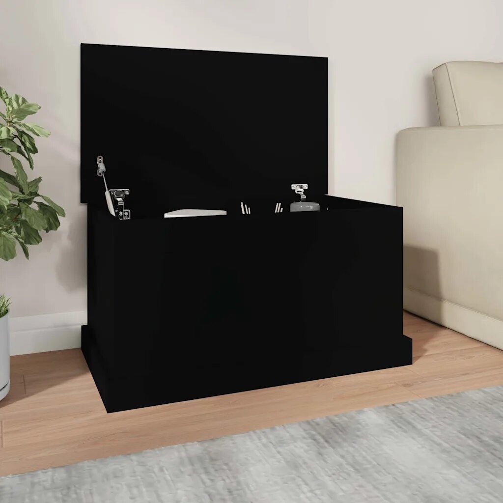 vidaXL Кутия за съхранение черна 70x40x38 см инженерна дървесина