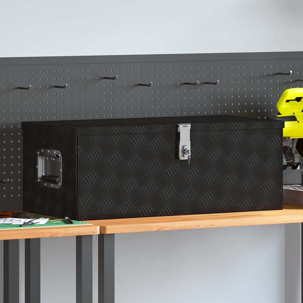 vidaXL Кутия за съхранение черна 80x39x30 см алуминий