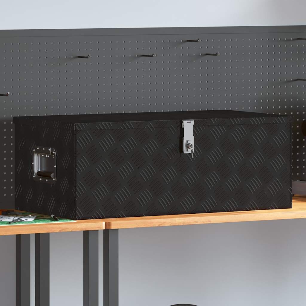 vidaXL Кутия за съхранение черна 90x47x335 см алуминий