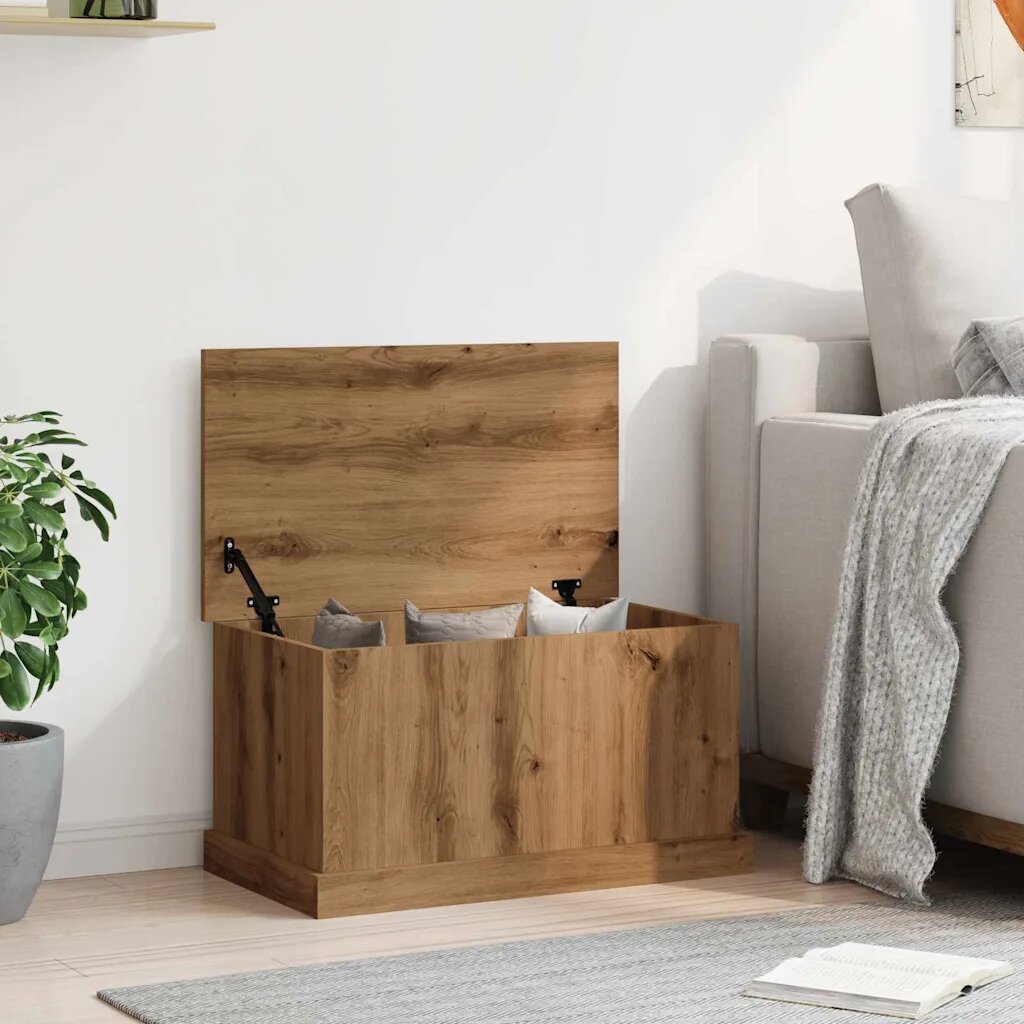 vidaXL Кутия за съхранение дъб 70x40x38 см инженерна дървесина