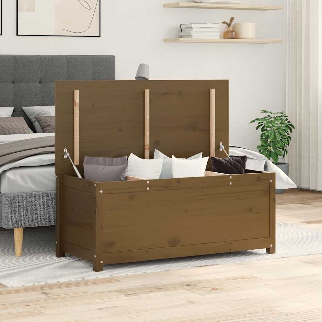vidaXL Кутия за съхранение меденокафява 110x50x455 см бор масив