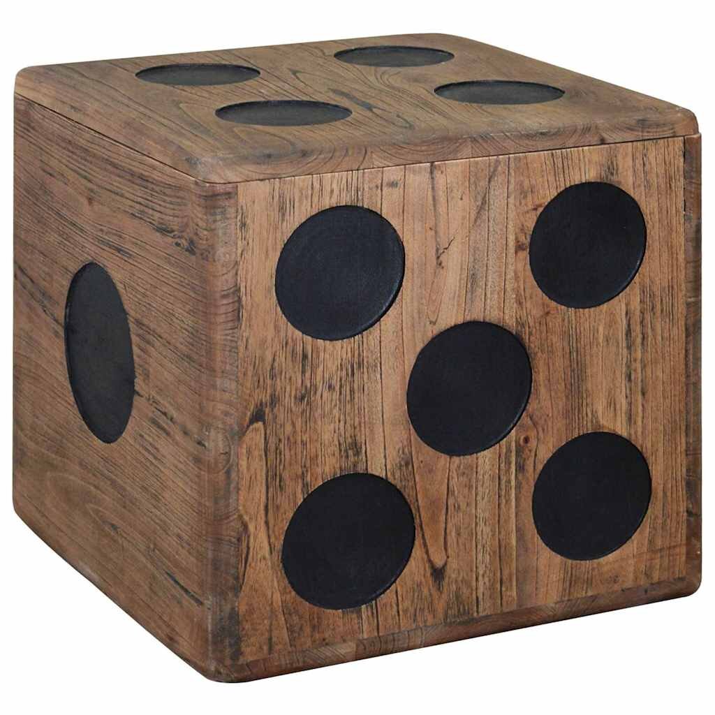 vidaXL Кутия за съхранение минди дърво 40x40x40 см дизайн на зар