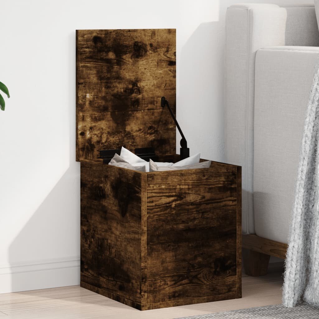 vidaXL Кутия за съхранение опушен дъб 30x35x35 см инженерно дърво