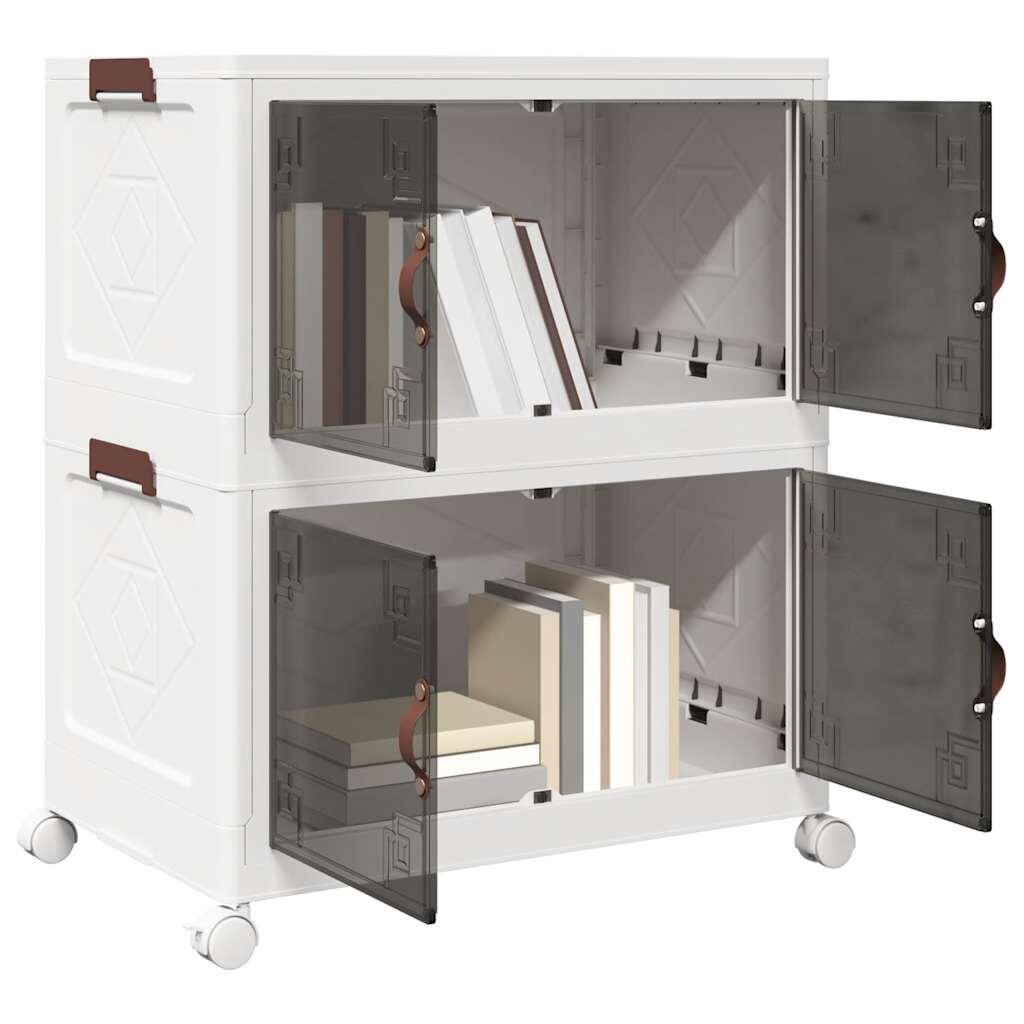 vidaXL Кутия за съхранение с колела на 2 нива 75 L 64x40x76 cm