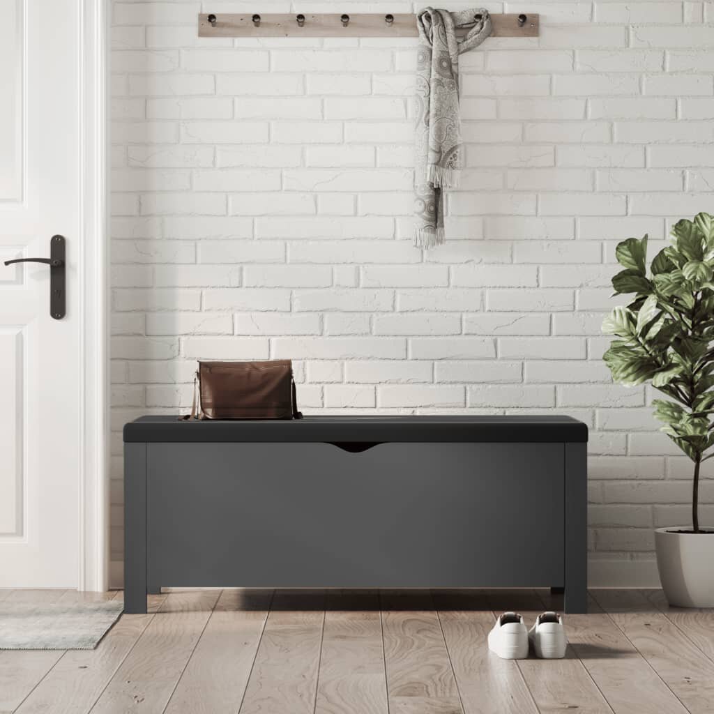 vidaXL Кутия за съхранение с възглавница сива 105x40x45 см