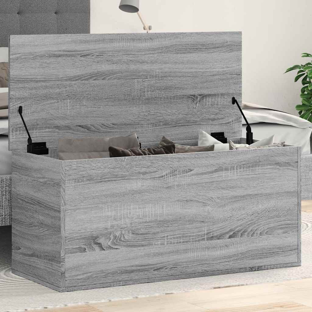vidaXL Кутия за съхранение сив сонома 100x42x46 см инженерно дърво