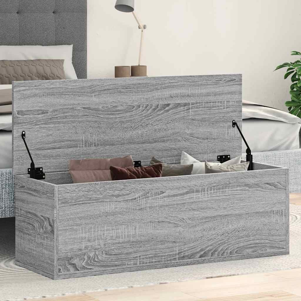 vidaXL Кутия за съхранение сив сонома 102x35x35 см инженерно дърво
