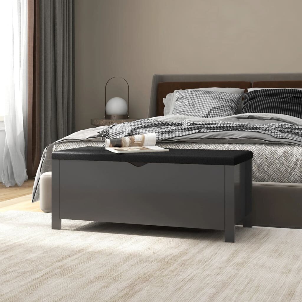 vidaXL Кутия за съхранение сива 105x40x45 см инженерно дърво