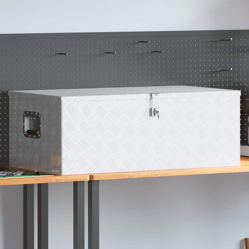 vidaXL Кутия за съхранение сребриста 100x55x37 см алуминий