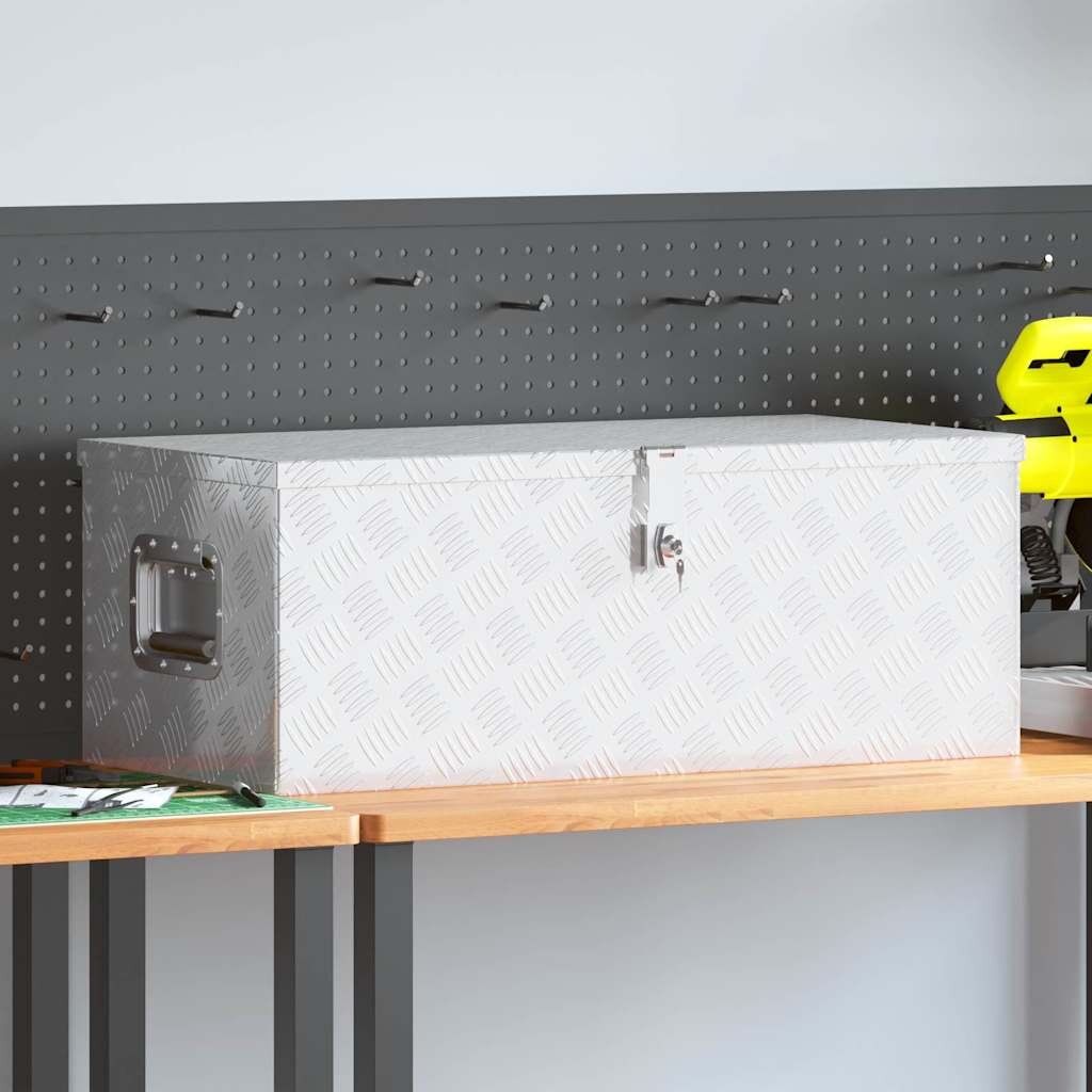 vidaXL Кутия за съхранение сребриста 80x39x30 см алуминий