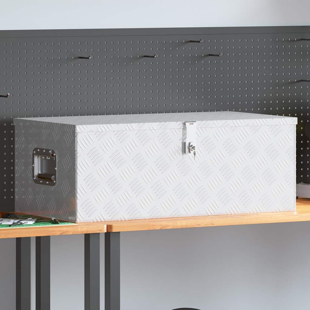 vidaXL Кутия за съхранение сребриста 90x47x335 см алуминий