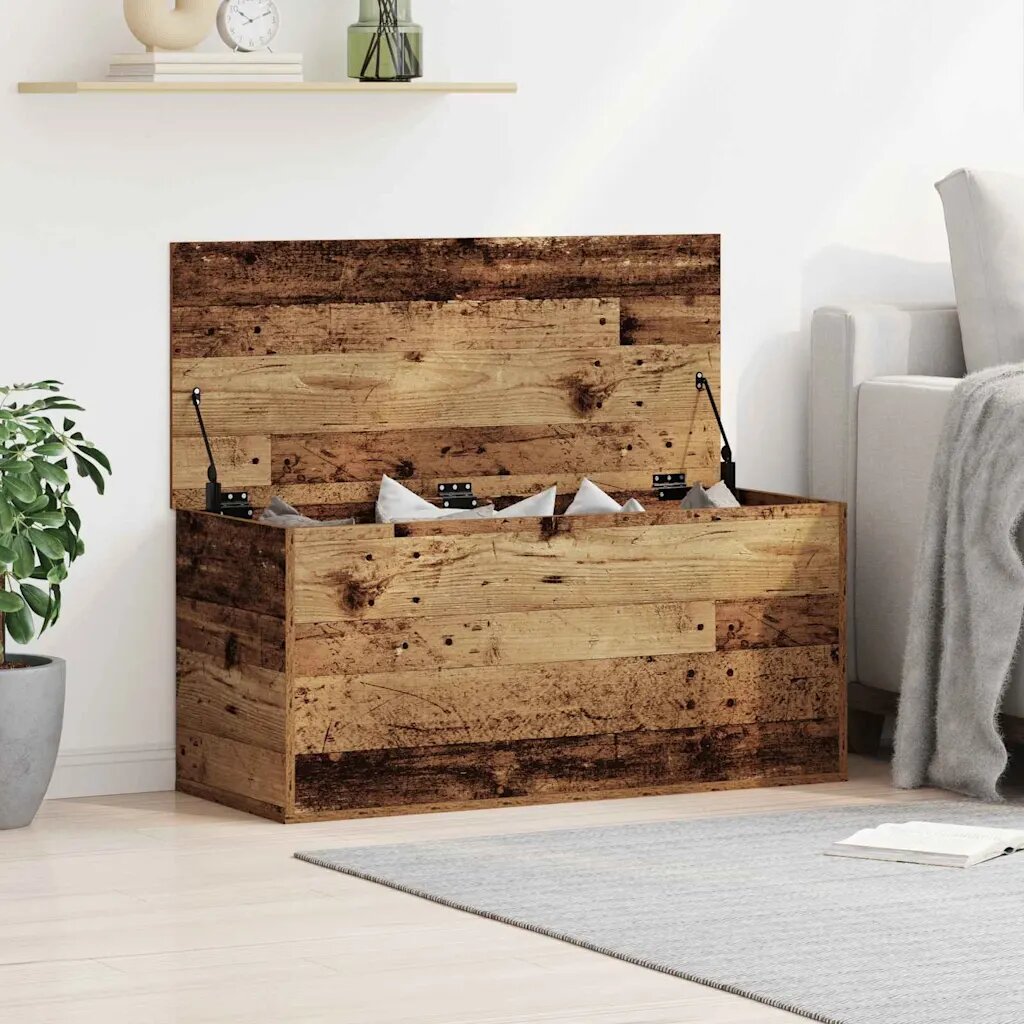 vidaXL Кутия за съхранение Старо дърво 100 x 42 x 46 cm