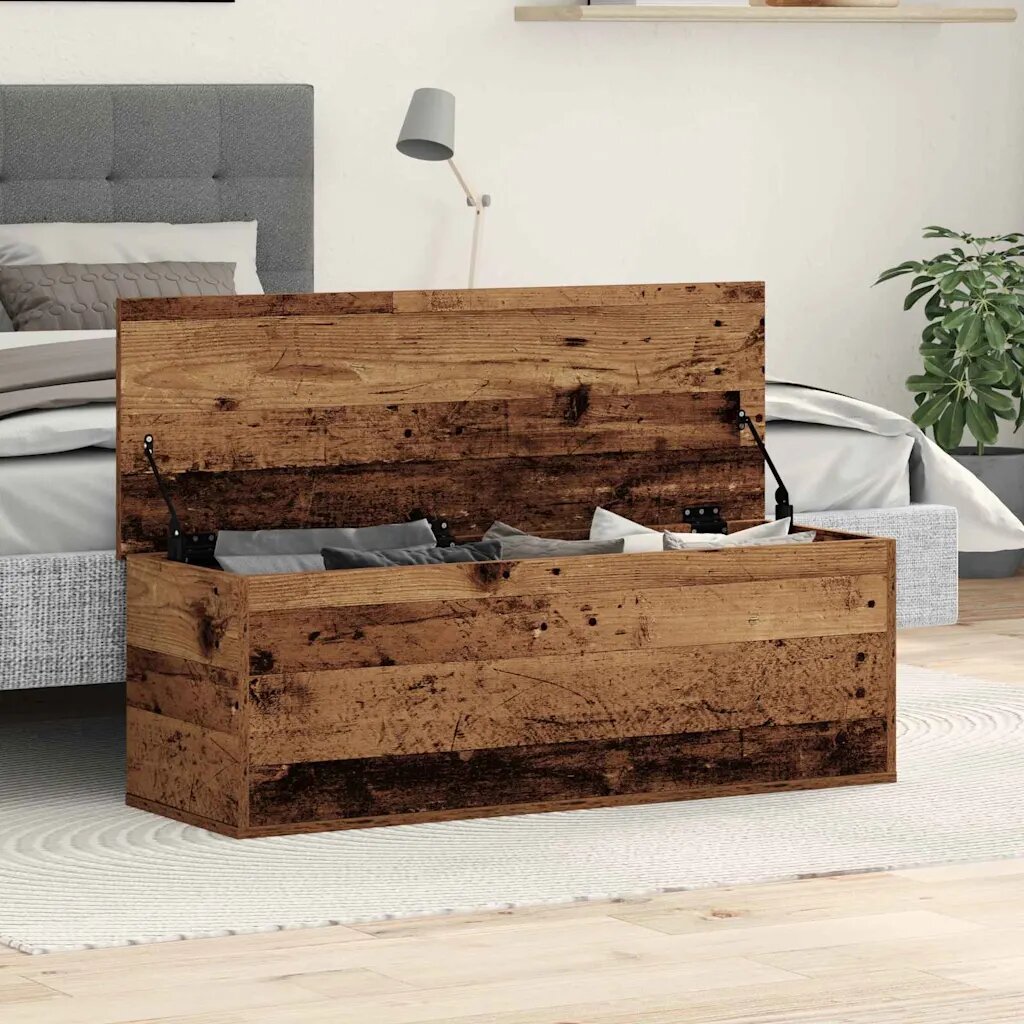 vidaXL Кутия за съхранение Старо дърво 102 x 35 x 35 cm