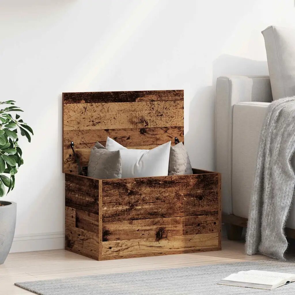 vidaXL Кутия за съхранение Старо дърво 60 x 35 x 35 cm