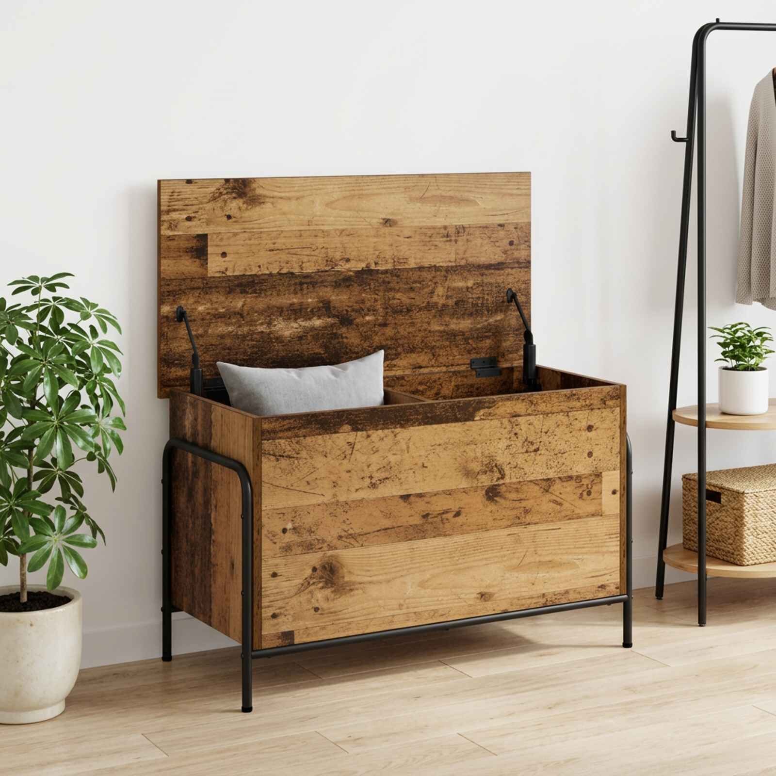 vidaXL Кутия за съхранение Старо дърво 80 x 40 x 495 см