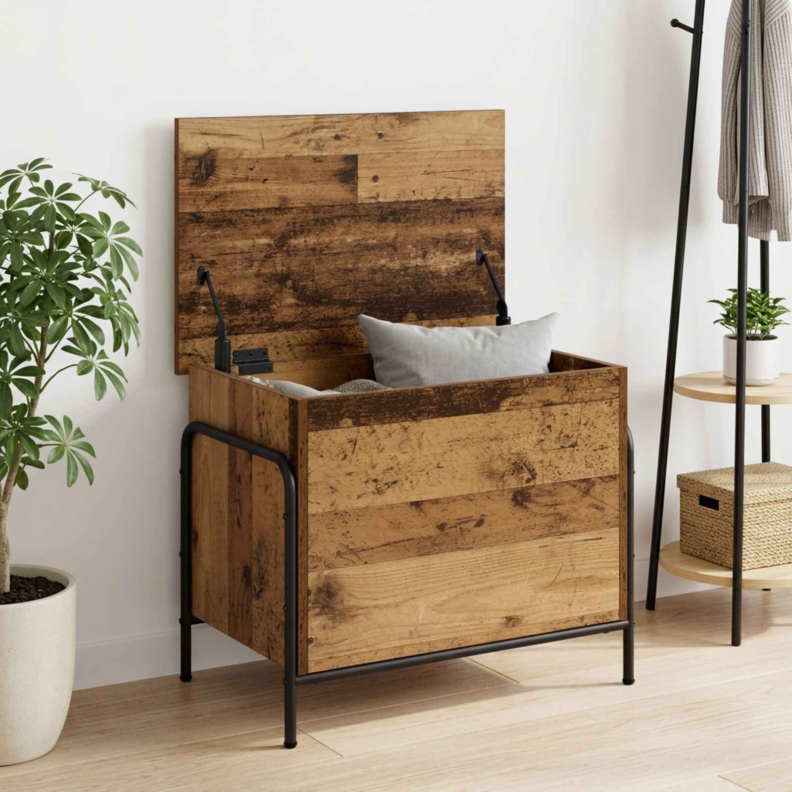 vidaXL Кутия за съхранение Старо дърво 80 x 40 x 495 см