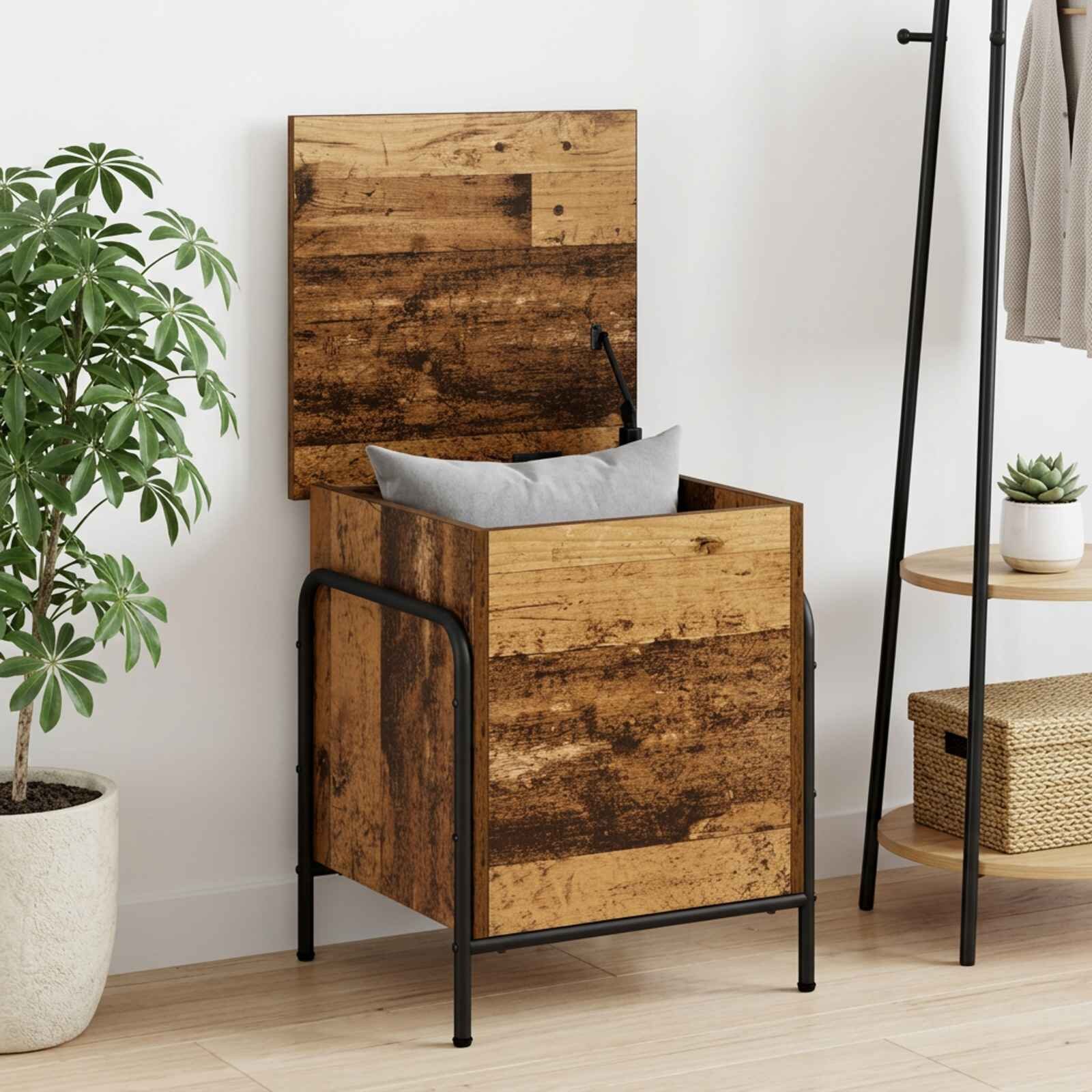 vidaXL Кутия за съхранение Старо дърво 80 x 40 x 495 см