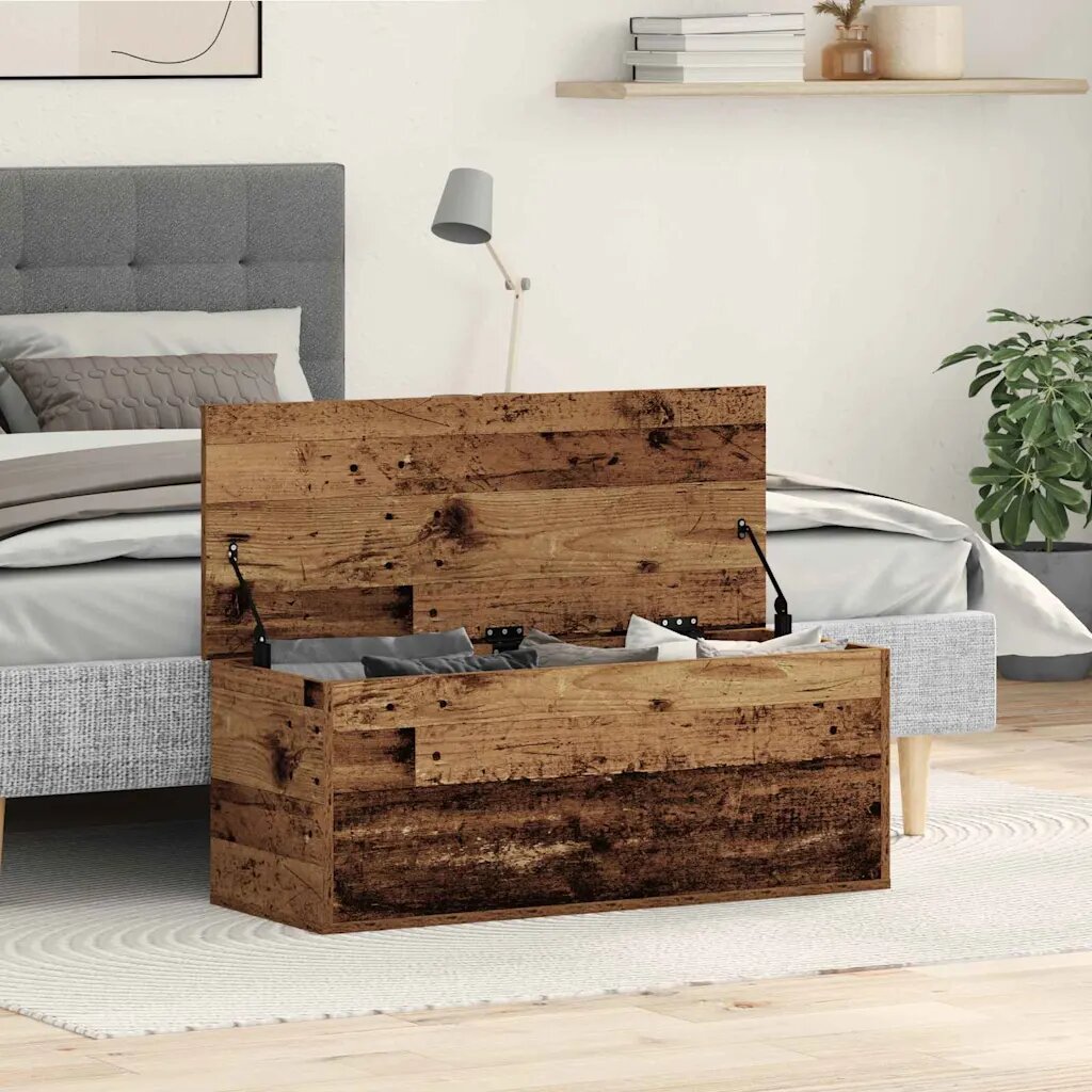vidaXL Кутия за съхранение Старо дърво 90 x 35 x 35 cm