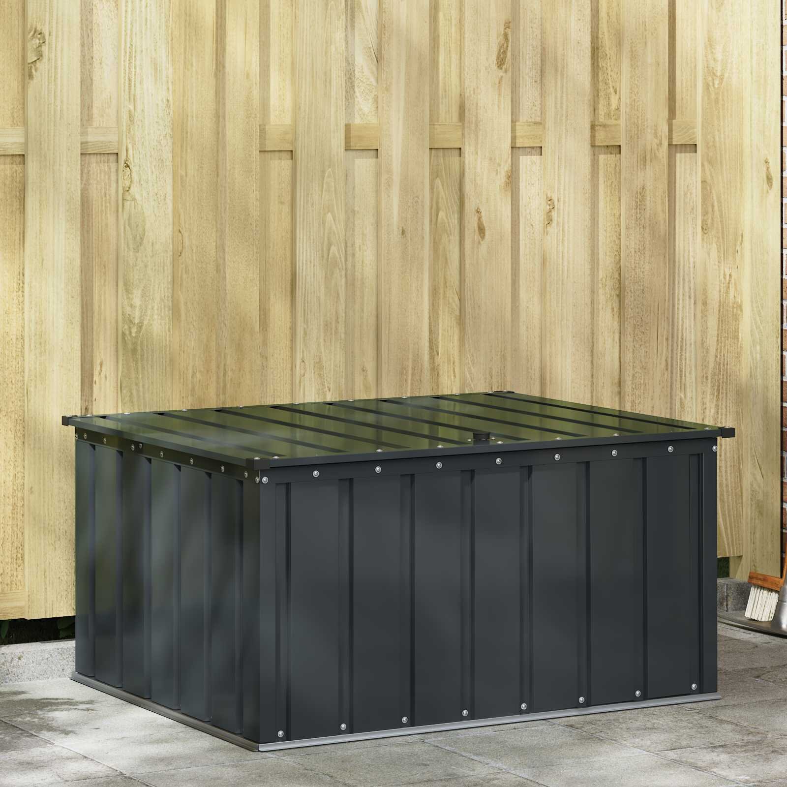 vidaXL Кутия за съхранение в градината Черно 101 x 82 x 50 см Стомана
