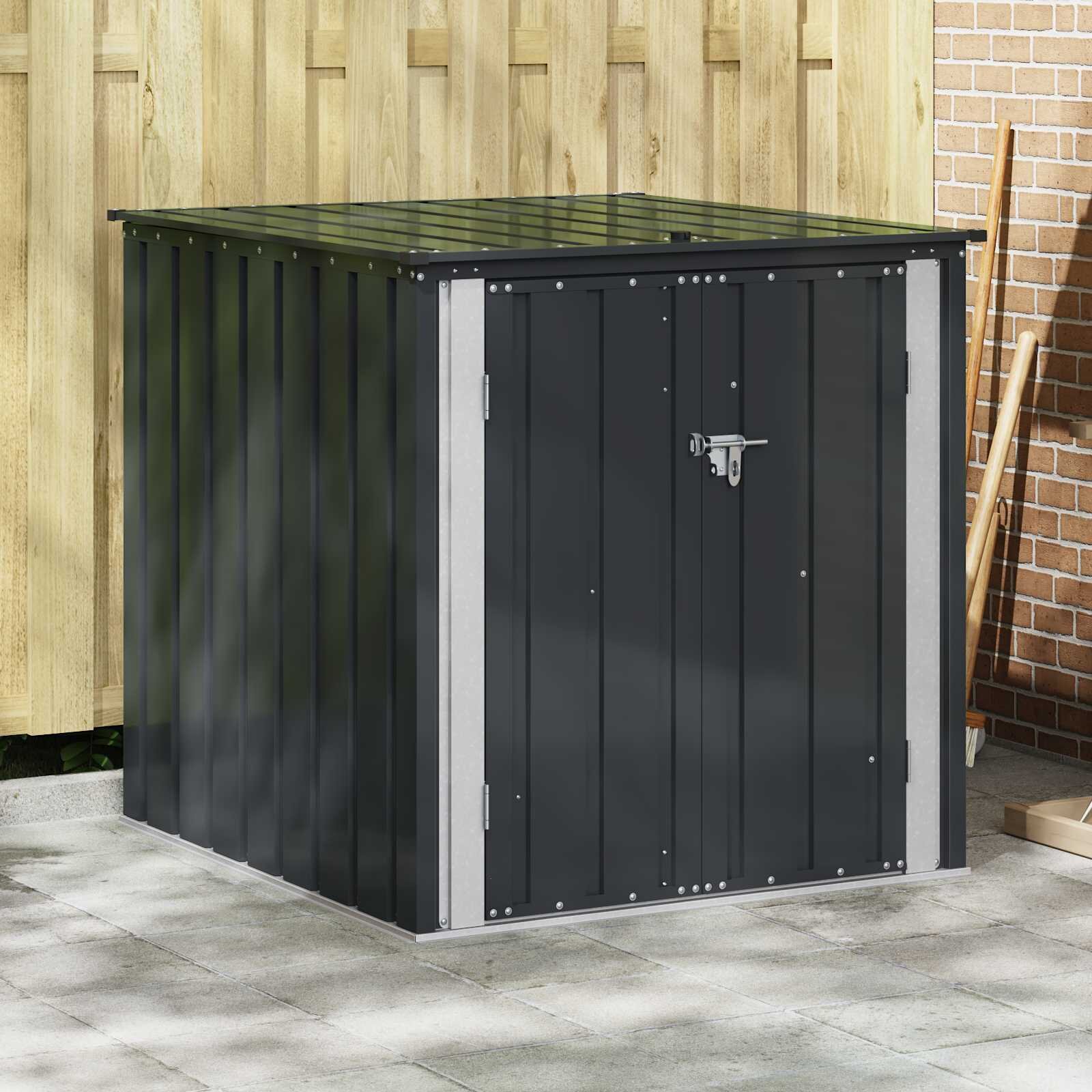 vidaXL Кутия за съхранение в градината Черно 1015 x 107 x 100 см