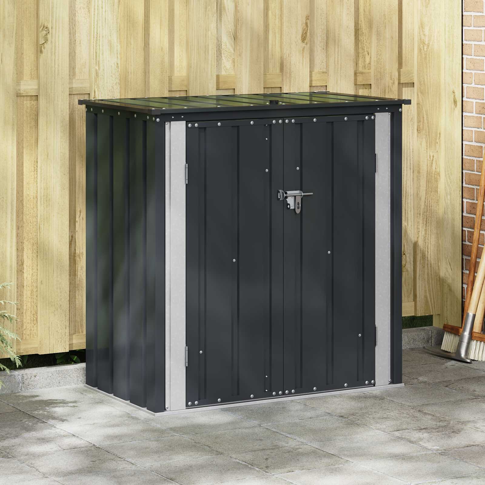 vidaXL Кутия за съхранение в градината Черно 1015 x 57 x 1005 см