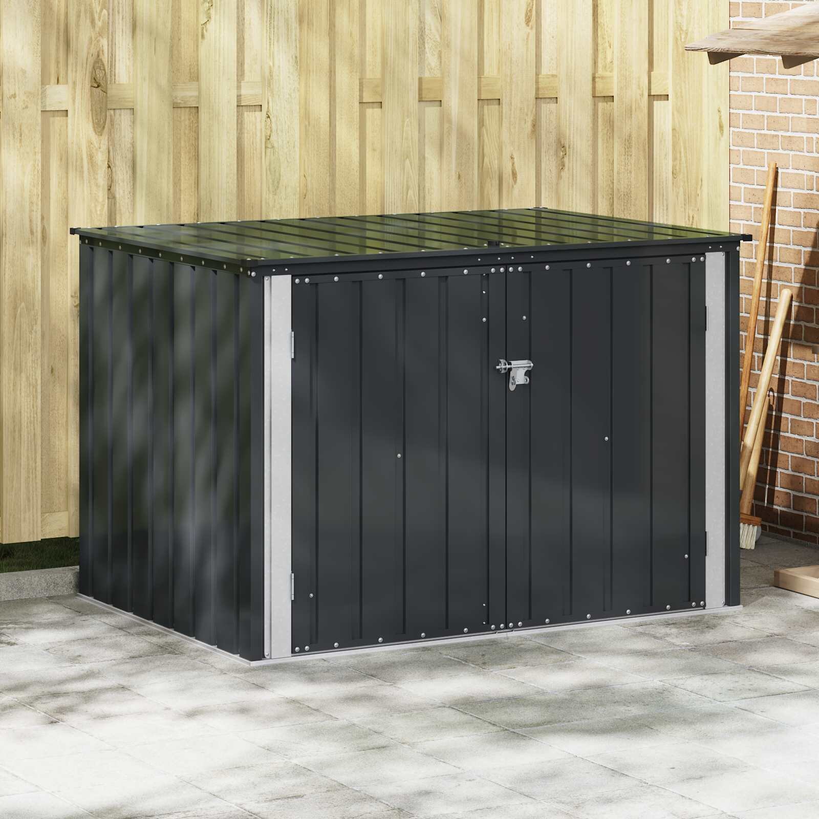 vidaXL Кутия за съхранение в градината Черно 1515 x 107 x 100 см