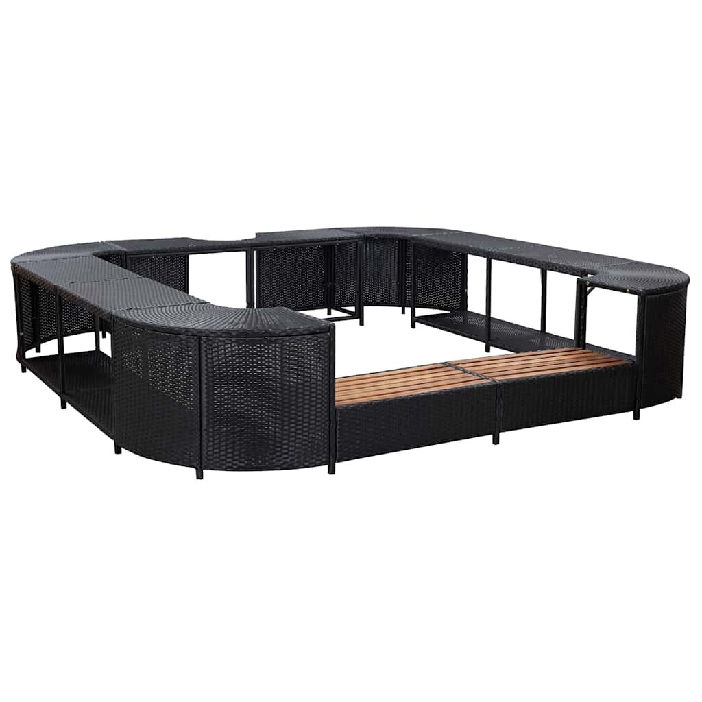 vidaXL Квадратен спа съраунд черен 268x268x55 см полиратан