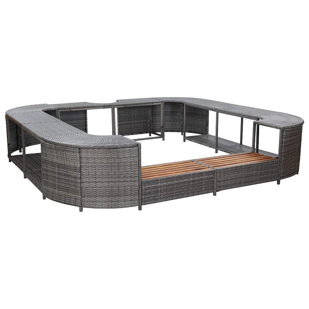 vidaXL Квадратен спа съраунд сив 268x268x55 см полиратан