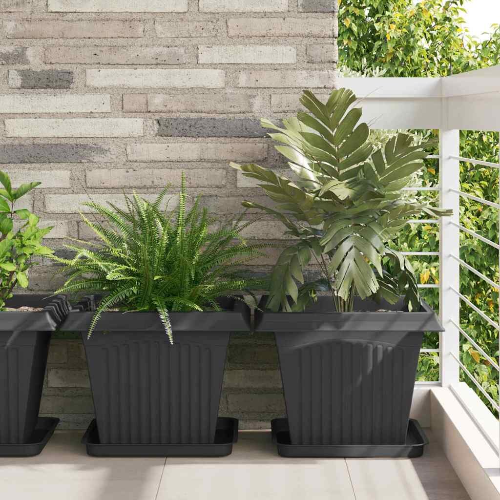 vidaXL Квадратен цветен поднос 24 бр. Черно 36 x 36 x 25 см Пластмаса