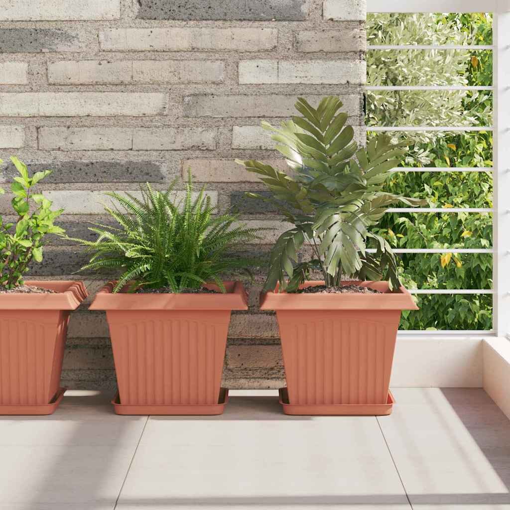 vidaXL Квадратен цветен поднос 24 бр. Червено тухла 21 x 21 x 2 см