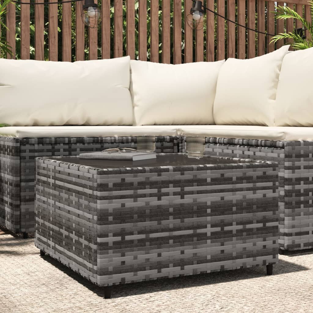 vidaXL Квадратна градинска масичка за кафе сива 50x50x30 см полиратан