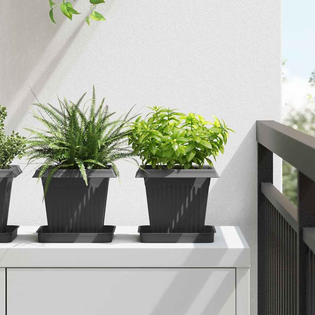 vidaXL Квадратна цветна саксия 24 бр. Черно 16 x 16 x 14 см Пластмаса