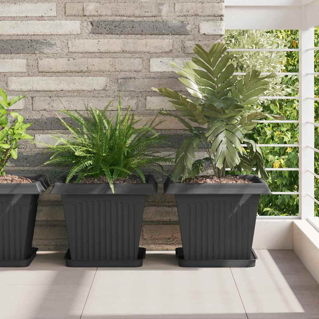 vidaXL Квадратна цветна саксия 24 бр. Черно 33 x 33 x 26 см Пластмаса