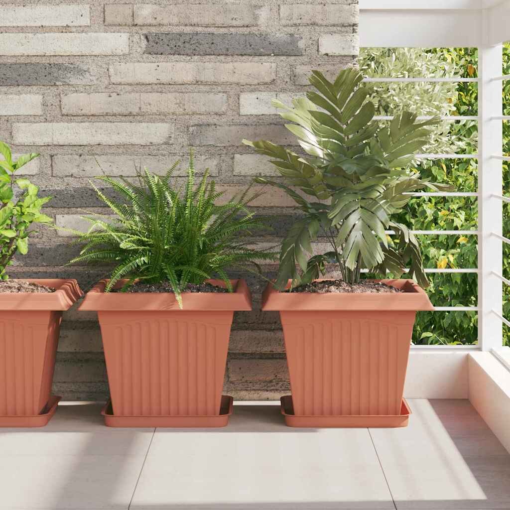 vidaXL Квадратна цветна саксия 24 бр. Червено тухла 33 x 33 x 26 см
