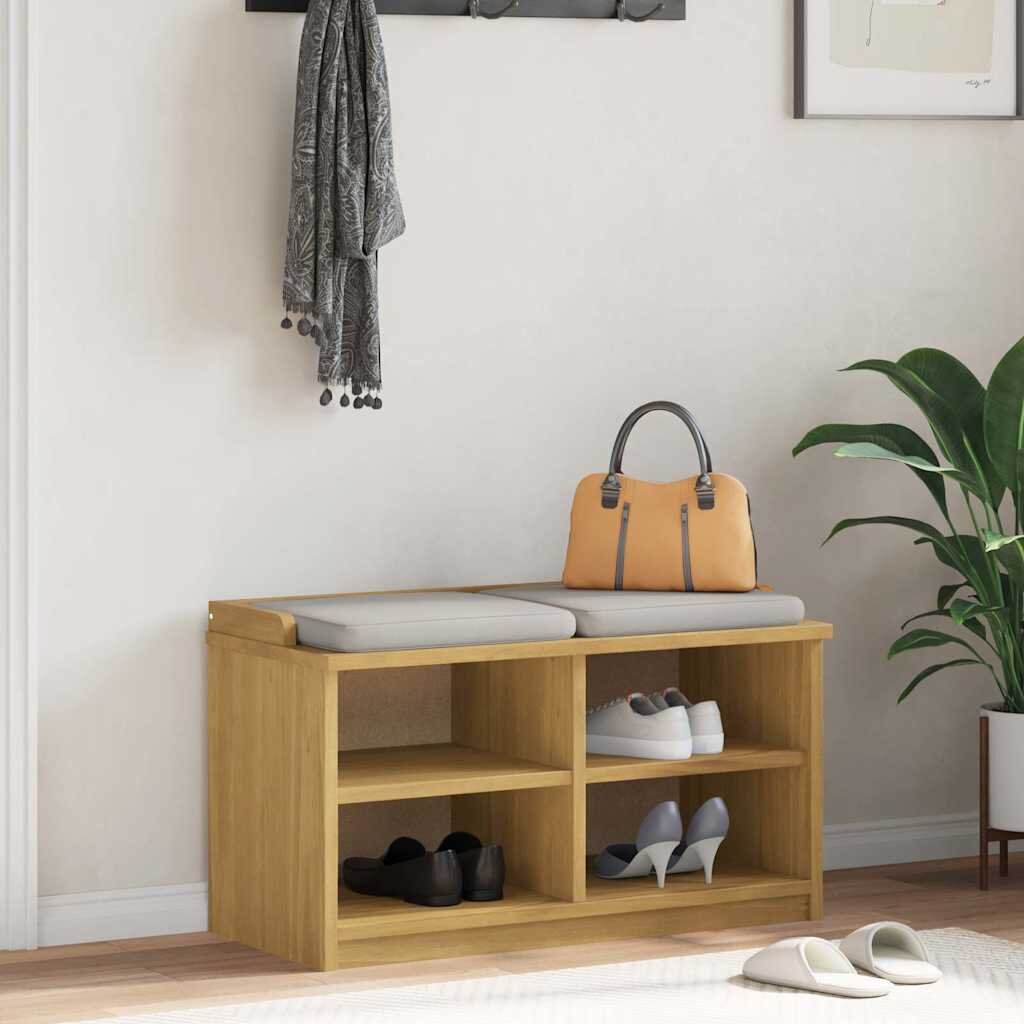 vidaXL L Пейка за антре SANDNES 87x40x50 cm Масивна дървесина Бор