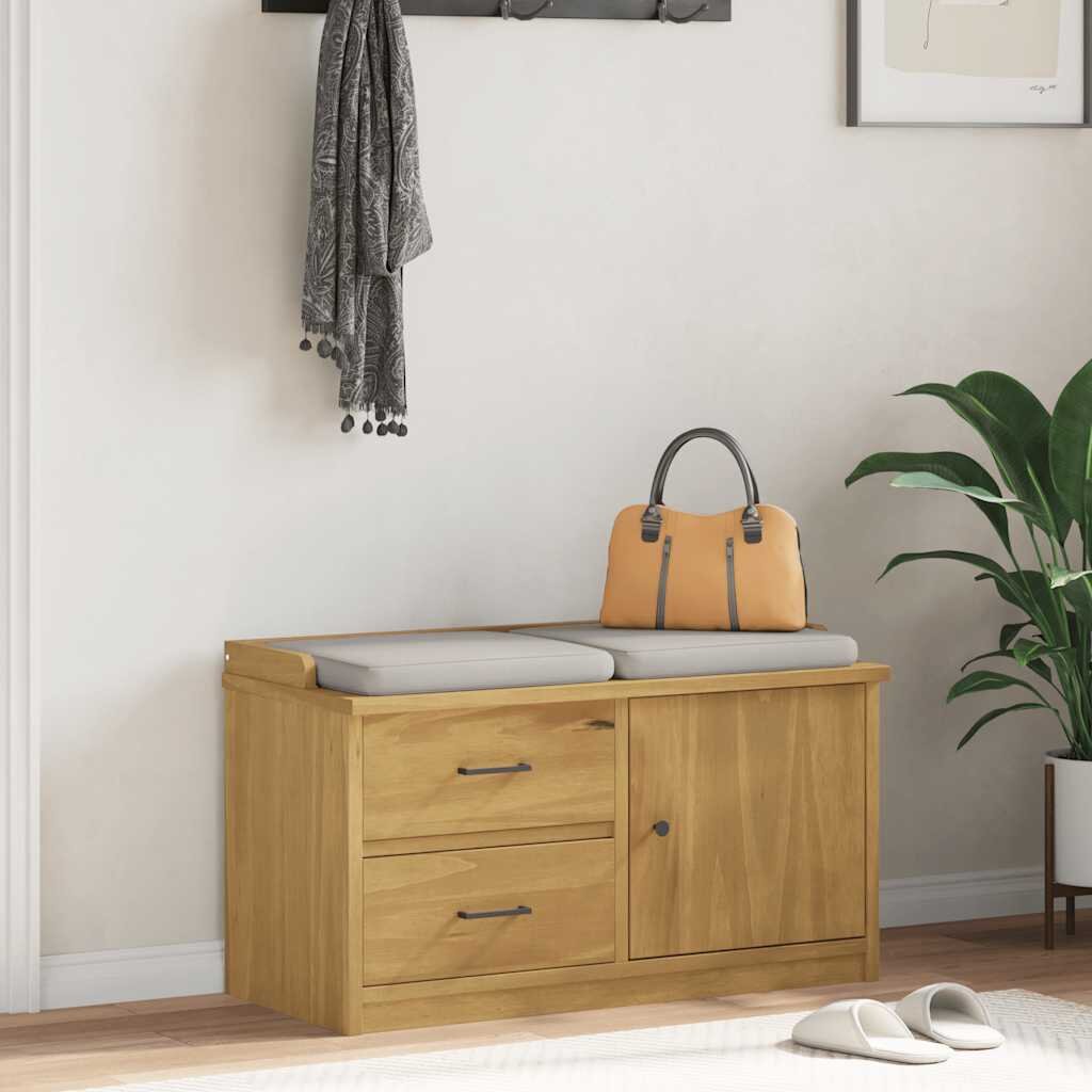 vidaXL L Пейка за антре SANDNES 87x40x50 cm Масивна дървесина Бор