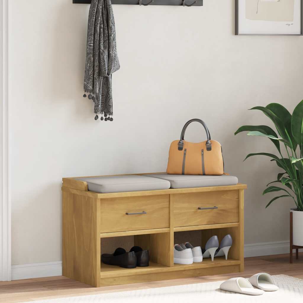 vidaXL L Пейка за антре SANDNES 87x40x50 cm Масивна дървесина Бор